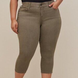 Crop Bombshell Skinny Super Soft High-Rise Jean Torrid size 26 Dusty Olive NWOT